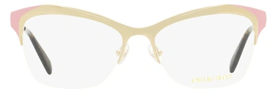 Shop Emilio Pucci Women's Geometric Eyeglasses Ep5074 033 Gold/pink/havana 53mm In White
