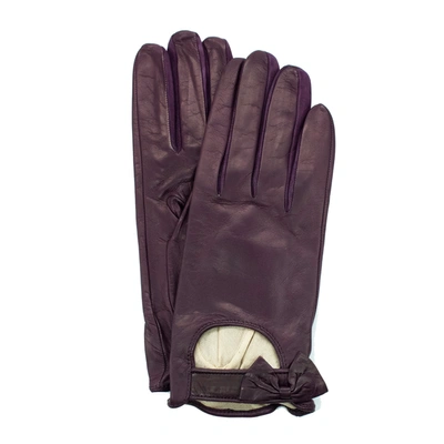 Portolano Leather Driving Gloves With Bow In Black