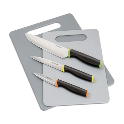 Shop Masterpan Knife Set With Plastic Cutting Boards & Protective Blade Covers, Stainless Steel Blade And Non-slip  In Multi