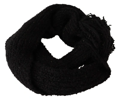 Shop Dolce & Gabbana Virgin Wool Knitted Wrap Shawl Women's Scarf In Black