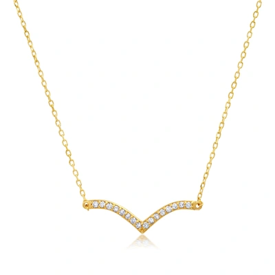 Shop Paige Novick 14k Yellow Gold 15mm Curved Diamond Necklace In White