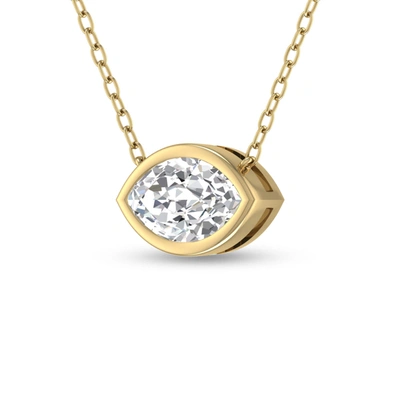 Shop Lab Grown Diamonds Lab Grown 1/4 Ctw Marquise Shaped Bezel Set Diamond Solitaire Pendant In 14k Yellow Gold In Silver