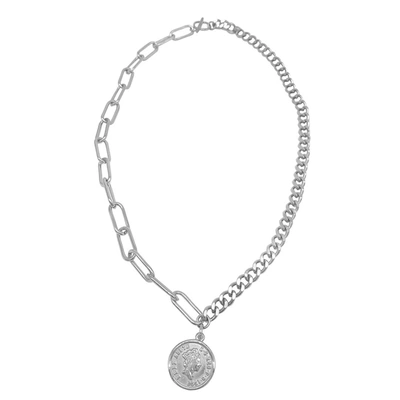 Adornia Mixed Chain Coin Necklace In Silver