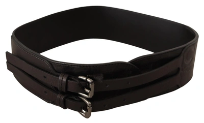 Shop Costume National Leather Double Buckle Women's Belt In Black