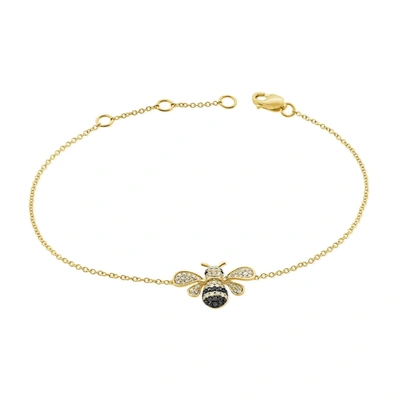 Shop Sabrina Designs 14k Gold & Black Diamond Bumble Bee Bracelet In Yellow