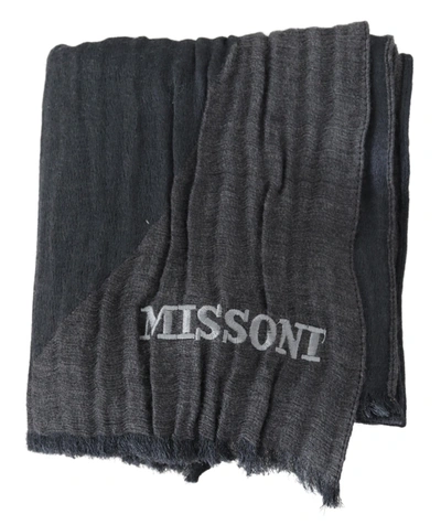 Shop Missoni Wool Unisex Neck Wrap Shawl Men's Scarf In Grey