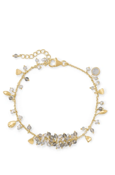 Shop Liv Oliver 18k Gold Labradorite & Moonstone Charm Bracelet In Silver