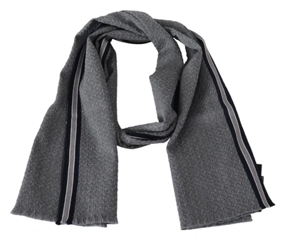 Shop Missoni Stripes Pattern 100% Wool Unisex Neck Wrap Men's Scarf In Grey