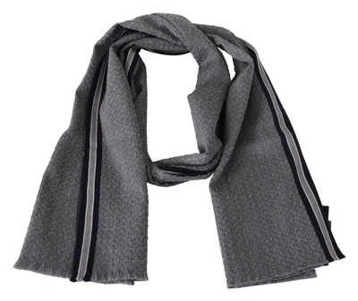 Missoni Stripes Pattern 100% Wool Unisex Neck Wrap Men's Scarf In Grey