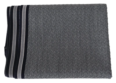 Missoni Stripes Pattern 100% Wool Unisex Neck Wrap Men's Scarf In Grey