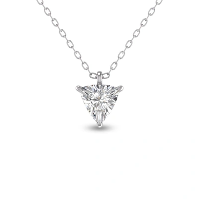 Shop Lab Grown Diamonds Lab Grown 1/2 Ctw Trillion Shaped Solitaire Diamond Pendant In 14k White Gold In Silver
