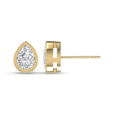 Shop Lab Grown Diamonds Lab Grown 1/2 Ctw Pear Shaped Bezel Set Solitaire Diamond Earrings In 14k Yellow Gold In Silver