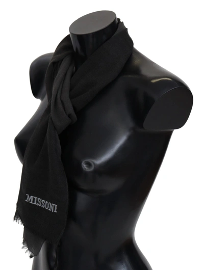 Missoni Black 100% Wool Unisex Neck Wrap Scarf In Black