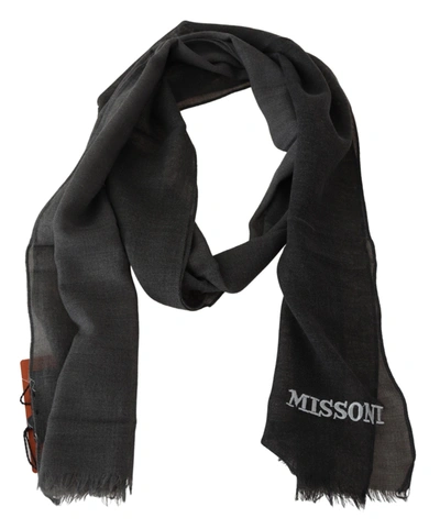 Shop Missoni 100% Wool Unisex Neck Wrap Men's Scarf In Black