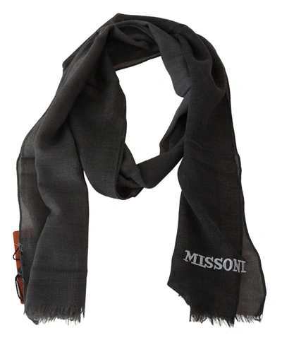 Missoni Black 100% Wool Unisex Neck Wrap Scarf In Black