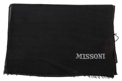 Missoni Black 100% Wool Unisex Neck Wrap Scarf In Black