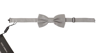 Shop Dolce & Gabbana 100% Silk Adjustable Neck Papillon Men's Tie In Grey