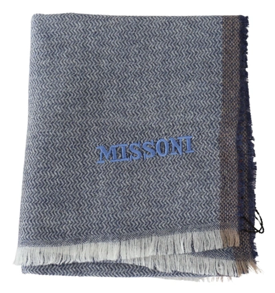 Missoni Elegant Gray Wool Scarf With Stripes And Fringes In Grey