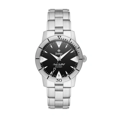 Shop Zodiac Men's Super Sea Wolf 53 Skin Automatic Stainless Steel Watch In Silver