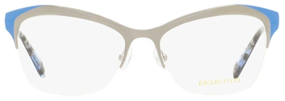 Shop Emilio Pucci Women's Geometric Eyeglasses Ep5074 020 Ruthenium/blue 53mm In White