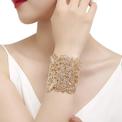 Shop Liv Oliver 18k Gold Cuff Textured Bracelet