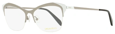 Shop Emilio Pucci Women's Geometric Eyeglasses Ep5074 008 Ruthenium/white/black 53mm