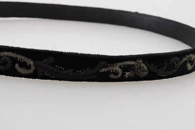 Shop Dolce & Gabbana Cotton Royal Bee Embroidery Men's Belt In Black