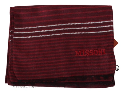 Shop Missoni Men's Striped Wool Blend Unisex Neck Wrap Men's In Red