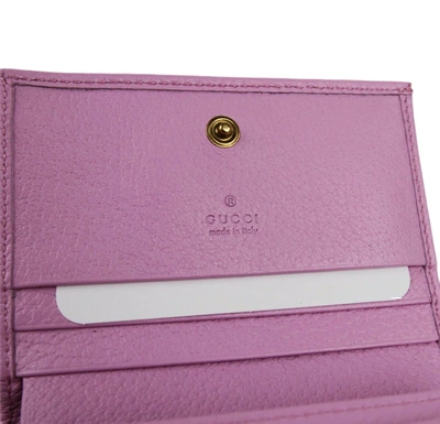 Shop Gucci Nib  Marmont Women's Leather Wallet W/crystal Double G In Pink