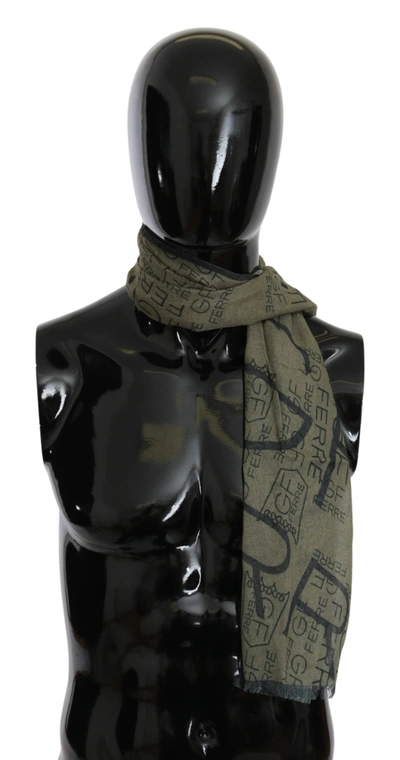 Shop Gf Ferre' Wool Viscose Foulard Patterned Branded Women's Scarf In Black