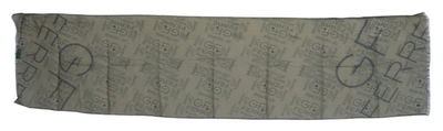 Gf Ferre' Wool Viscose Foulard Patterned Branded Scarf In Black