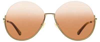 Shop Chloé Women's Round Sunglasses Ch0067s 002 Gold/havana 61mm