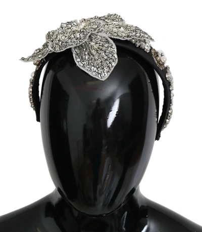 Shop Dolce & Gabbana Crystal  Diadem Tiara Women's Headband In Grey