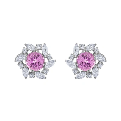Shop Tresorra Women's 18k White Gold Earrings In Pink