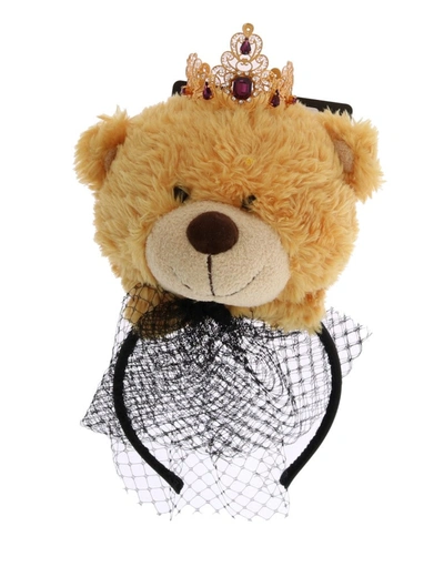 Shop Dolce & Gabbana Teddy Bear  Crystal Women's Diadem In Black
