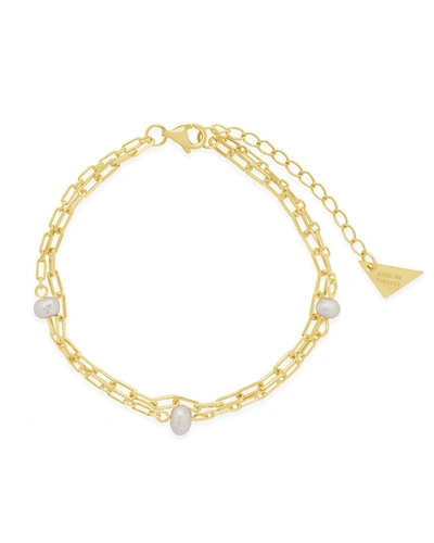 Shop Sterling Forever Ivy Double Chain Bracelet In Gold