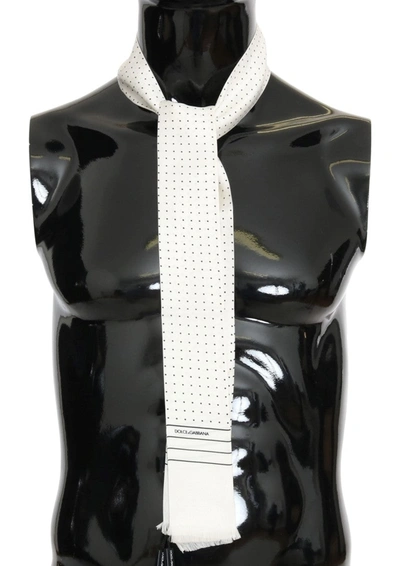 Shop Dolce & Gabbana Polka Dotted Silk Skinny Men's Scarf In Black