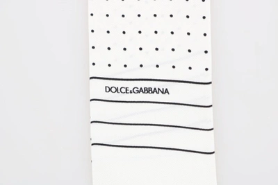 Shop Dolce & Gabbana Polka Dotted Silk Skinny Men's Scarf In Black