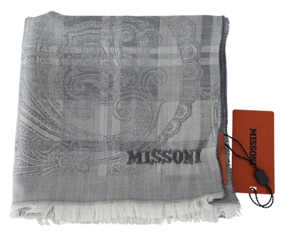Shop Missoni Floral Wool Unisex Neck Wrap Fringes Men's Scarf In Grey
