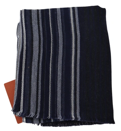 Missoni Multicolor Wool Striped Unisex Wrap Fringes Shawl In Black