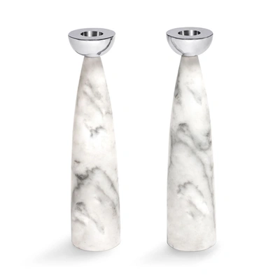 Shop Anna New York Coluna Candle Holders Marble & Silver