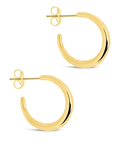 Shop Sterling Forever Sterling Silver 0.75" Thin Tapered Hoops In Gold
