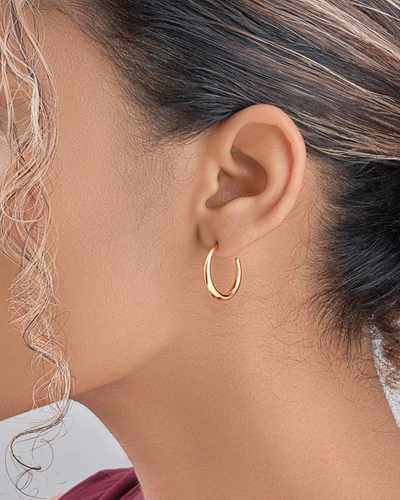 Shop Sterling Forever Sterling Silver 0.75" Thin Tapered Hoops In Gold