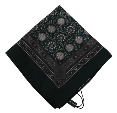Shop Dolce & Gabbana Silk Pocket Square Men's Handkerchief In Grey