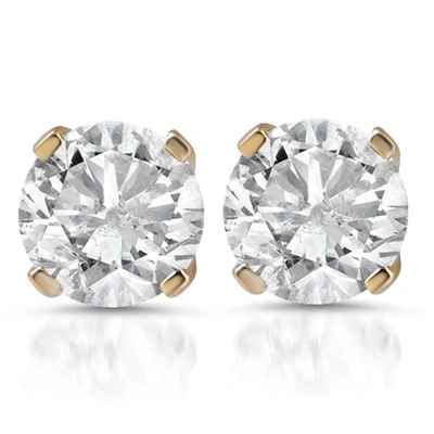 Pompeii3 1ct Diamond Studs 14k Yellow Gold In Silver