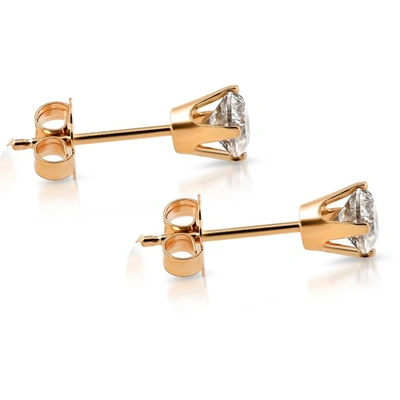 Pompeii3 1ct Diamond Studs 14k Yellow Gold In Silver