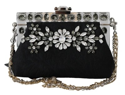 Shop Dolce & Gabbana Ricamo  Crystal Shoulder Vanda Women's Purse In Black