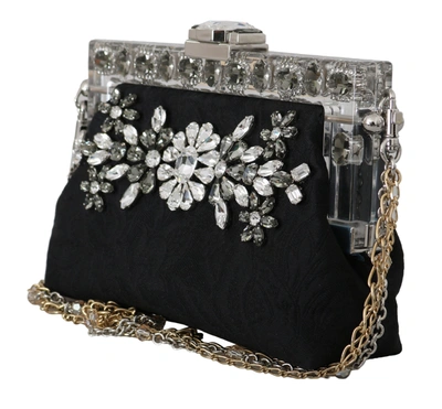 Shop Dolce & Gabbana Ricamo  Crystal Shoulder Vanda Women's Purse In Black