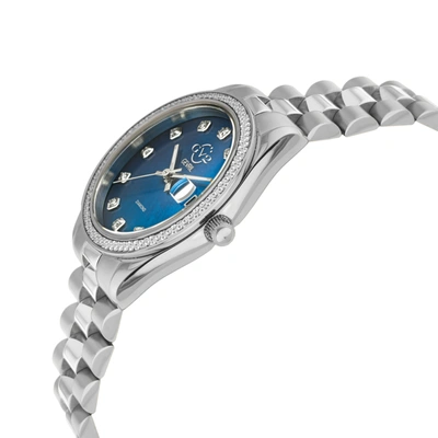 Shop Gv2 Women's Turin Diamond, Blue Mop Dial, Stainless Steel Watch In White