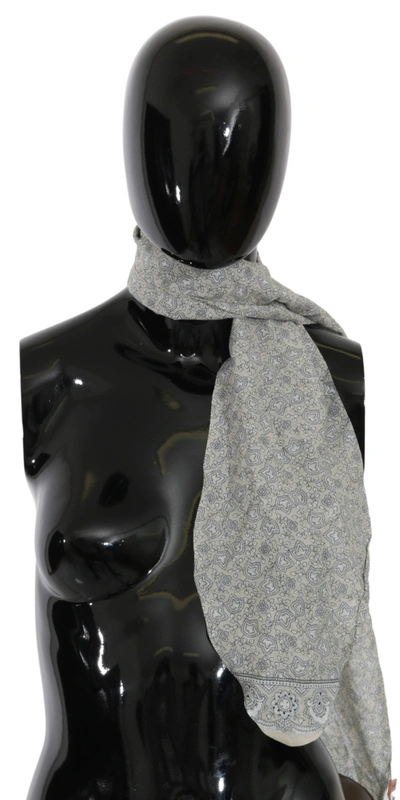 Shop Ermanno Scervino Cotton Blue Fantasy Print Women's Scarf In Beige